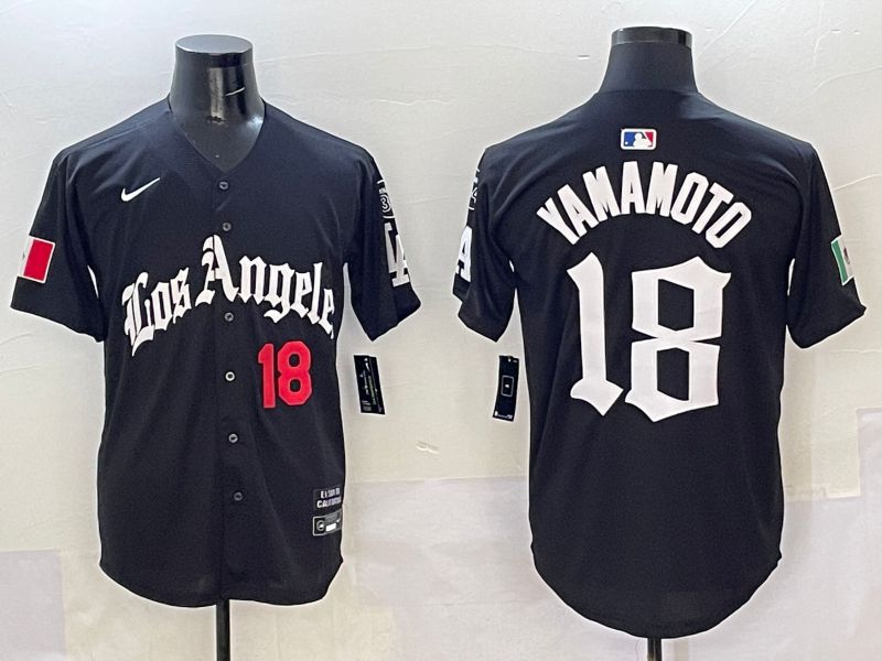 Men Los Angeles Dodgers #18 Yamamoto Black 5th Jointly Name 2026 Nike MLB Jersey style 02->los angeles dodgers->MLB Jersey